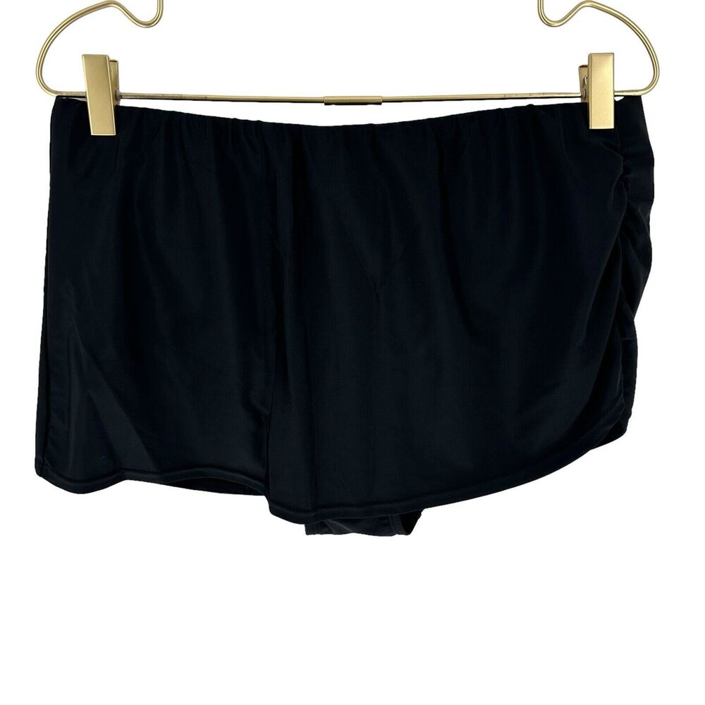 Swimsuits For All Swim Skirt Womens 14 Black  Bottom Mini Ruched Side Beach Pool
